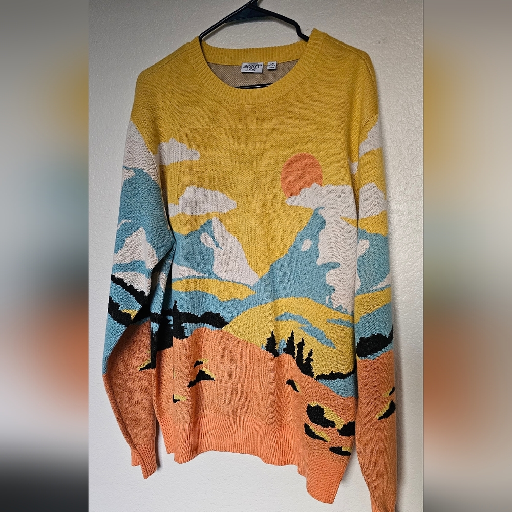 Mountain print knit sweater